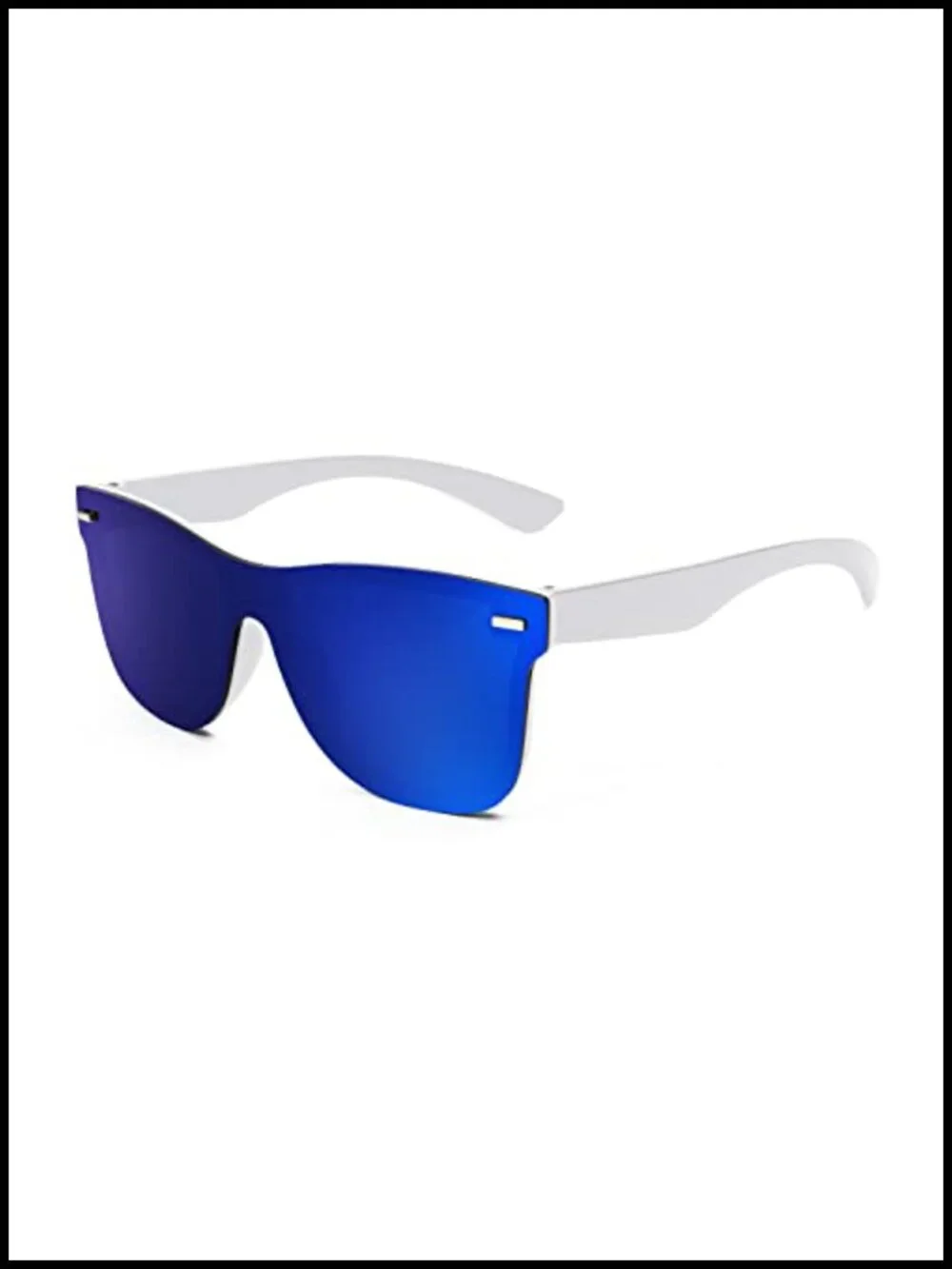 Trendy Rimless Mirrored One Piece Lens Sunglasses